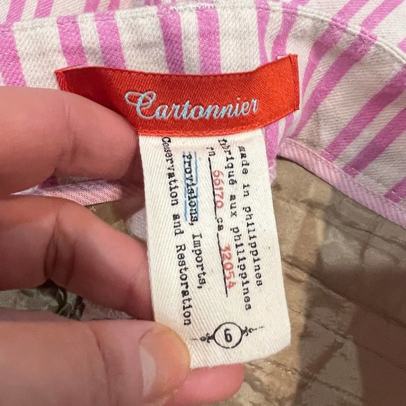 Anthropologie Cartonnier Pink Stripe main sail Sailor Shorts Size 6 - Picture 9 of 11